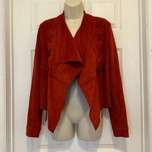 Miss Me Micro-Suede Jacket in Rust - Size Large